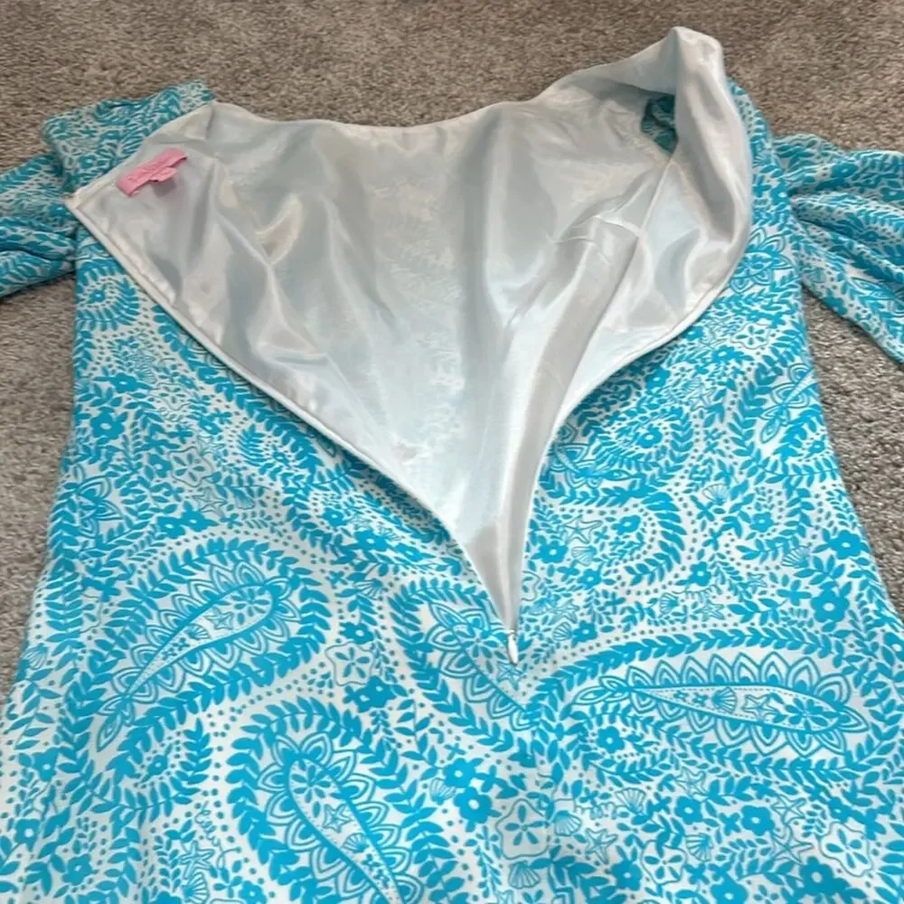 Beautiful 100% Silk Lilly Pulitzer Paisley mini Dress 6‎ coastal preppy chic fun
